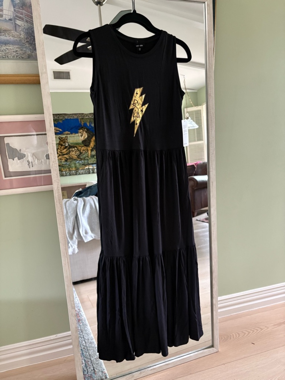 Black Dress with rock & roll Lightning Bolt